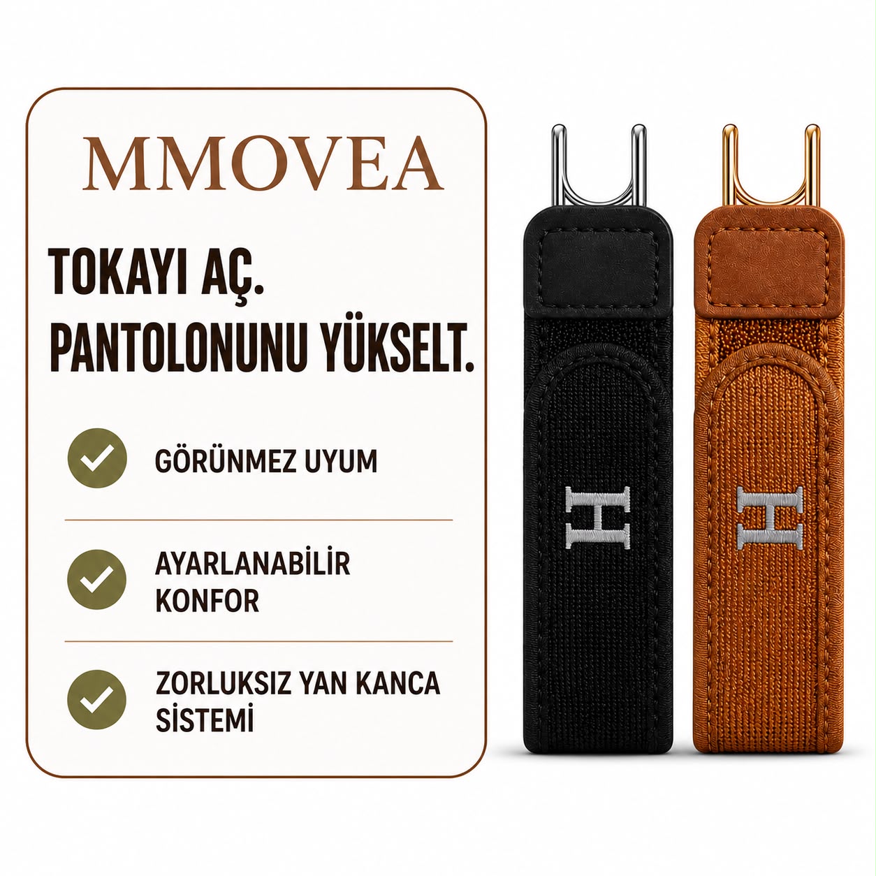 MMOVEA® Bel ve Göbek Bölgesine baskı yapmayan Tokasız Kemer
